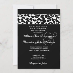 Schwarz-Weiß-Leopard-Hochzeit Einladung