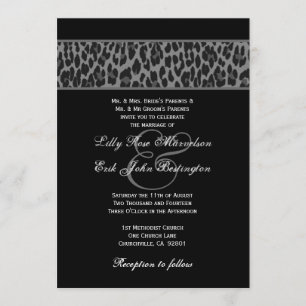 Schwarz-Weiß-Leopard-Hochzeitsvorlage G200 Einladung