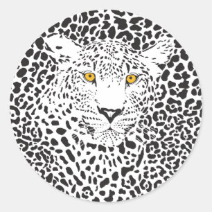 Schwarz-Weiß-Leopard in Punktmuster Runder Aufkleber