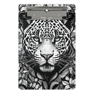 Schwarz Weiß Leopard Portrait Für Tierliebhaber Mini Klemmbrett