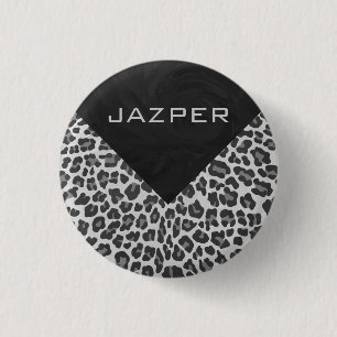 Schwarz-Weiß-Leopard-Printwerbung für Monogramm Button