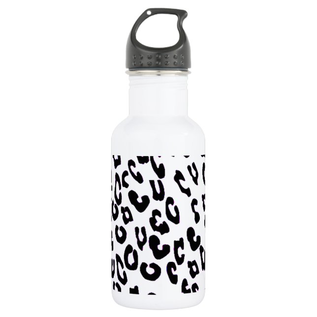 Schwarz-Weiß-Leopard Trinkflasche (Vorderseite)