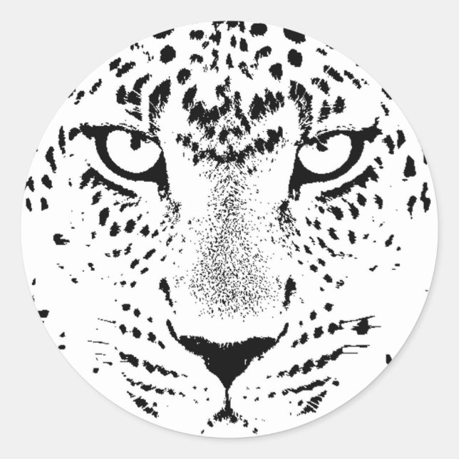 Schwarz-Weiß-Leoparden Runder Aufkleber (Vorderseite)