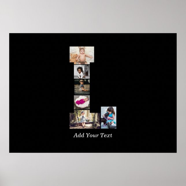 Schwarz-Weiß-Letter-L-FotoCollage Poster (Vorne)