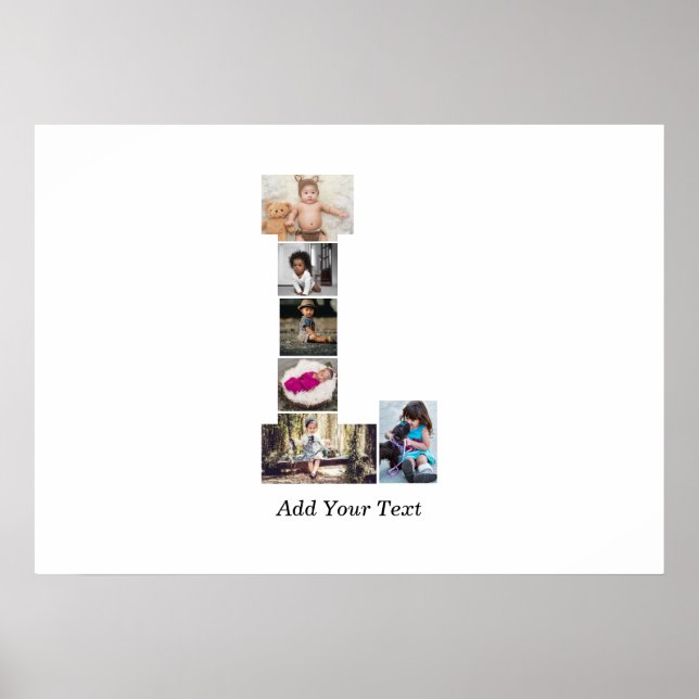 Schwarz-Weiß-Letter-L-FotoCollage Poster (Vorne)