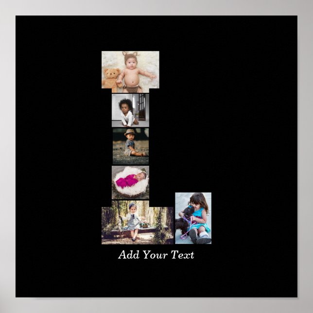 Schwarz-Weiß-Letter-L-FotoCollage Poster (Vorne)