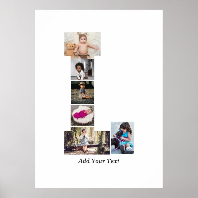 Schwarz-Weiß-Letter-L-FotoCollage Poster (Vorne)