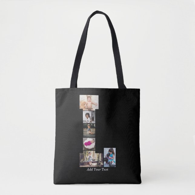 Schwarz-Weiß-Letter-L-FotoCollage Tasche (Vorderseite)