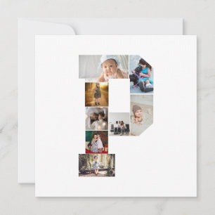 Schwarz-Weiß-Letter-P-Fotocollage Karte