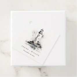 Schwarz-Weiß-Leuchtturm-Hochzeit Geschenkanhänger