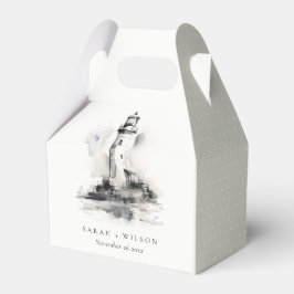 Schwarz-Weiß-Leuchtturm-Hochzeit Geschenkschachtel