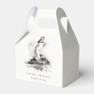 Schwarz-Weiß-Leuchtturm-Hochzeit Geschenkschachtel