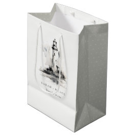 Schwarz-Weiß-Leuchtturm-Hochzeit Mittlere Geschenktüte