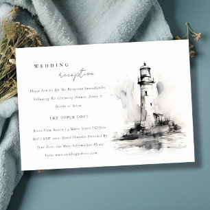 Schwarz-Weiß-Leuchtturm Küste Hochzeit Empfang Begleitkarte