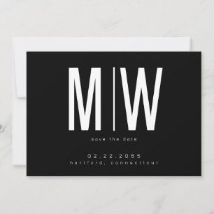 Schwarz & Weiß Lg. Monogramm Hochzeit Termin vorme Save The Date