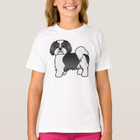 Schwarz-Weiß Lhasa Apso Niedlicher Cartoon Dog