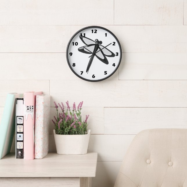 Schwarz-Weiß-Libelle Uhr (Lesesaal)