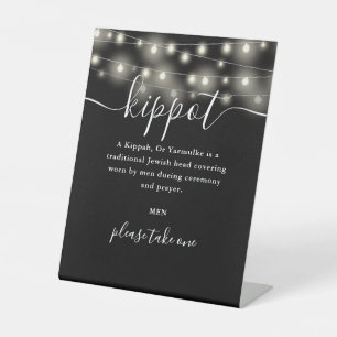 Schwarz-Weiß-Lichter Jüdische Hochzeit Kippot Jarm Sockelschild