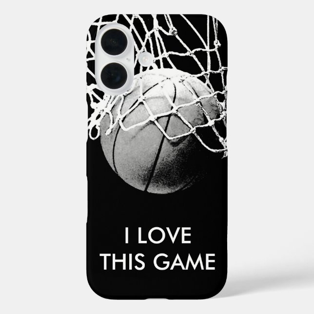 Schwarz-Weiß-Liebe Basketball iPhone 16 Hülle (Rückseite)