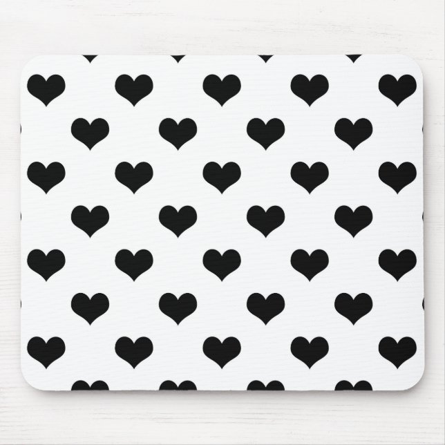 Schwarz-Weiß-Liebe-Herzdesign Mousepad (Vorne)