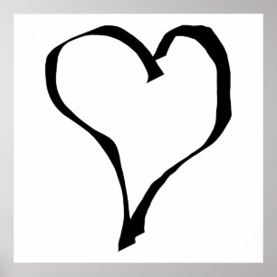Schwarz-Weiß-Liebe Herzdesign. Poster