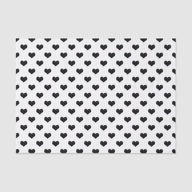 Schwarz-Weiß-Liebe-Herzdesign Seidenpapier (Vorderseite)