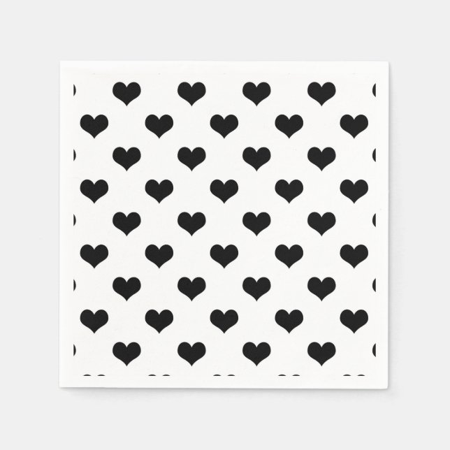 Schwarz-Weiß-Liebe-Herzdesign Serviette (Vorderseite)