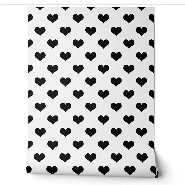 Schwarz-Weiß-Liebe-Herzdesign Tapete (Abrollen)