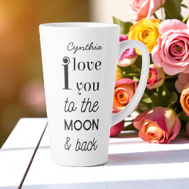Schwarz-weiß Liebe ich Sie auf den Mond und zurück Milchtasse