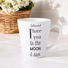 Schwarz-weiß Liebe ich Sie zur Mondtypografie Milchtasse