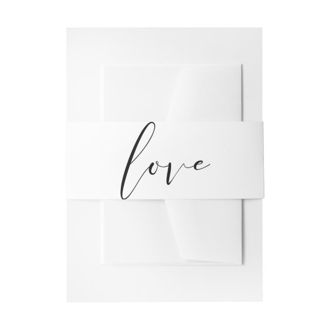 Schwarz-Weiß-LIEBE Minimal Moderne Hochzeit Einladungsbanderole (Vorderseite Beispiel)