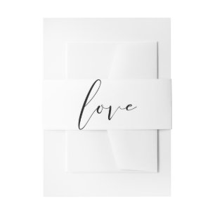 Schwarz & Weiß LIEBE Minimale Moderne Hochzeit Einladungsbanderole