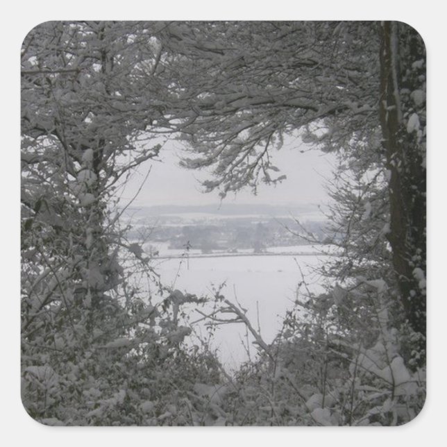 Schwarz-Weiß-Liebe Schnee Herzstück Foto Weihnacht Quadratischer Aufkleber (Vorderseite)