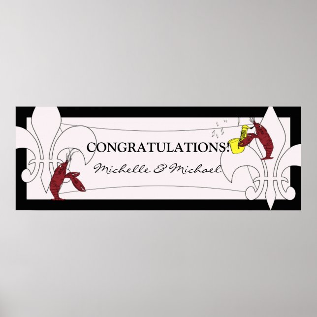 Schwarz-weiß Lilie Crawfish Party Banner Poster (Vorne)