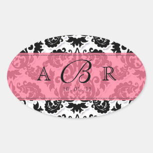 Schwarz, Weiß, Limone Lilie Damask Sticker