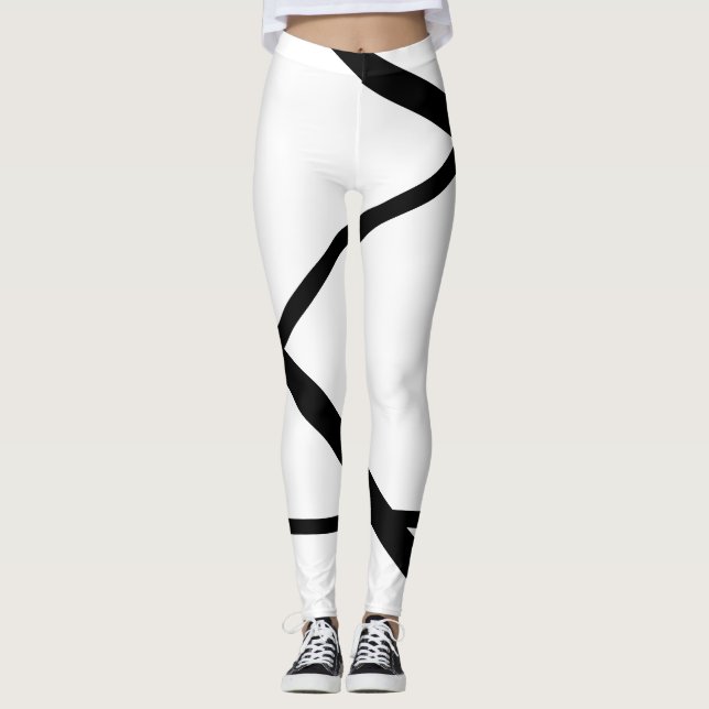 Schwarz-Weiß-Linie modern minimalistisch Leggings (Vorderseite)