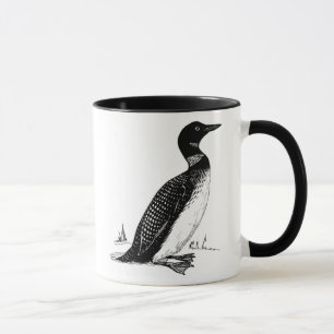 Schwarz-Weiß-Linie Zeichnend Loon Tasse