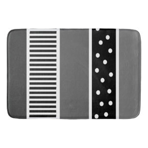 Schwarz-Weiß-Linien und Polka Dot Bath Mat Badematte