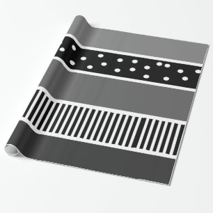 Schwarz-Weiß-Linien und Polka-Dot-Geschenkwrap Geschenkpapier