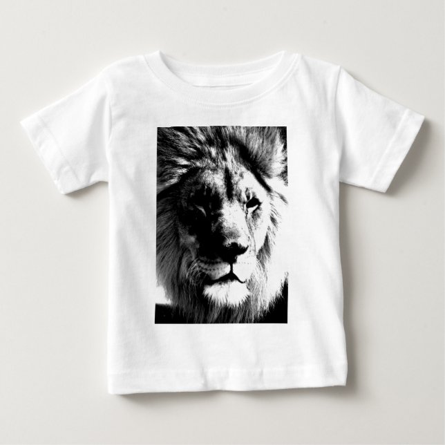 Schwarz-Weiß-Lion Baby T-shirt (Vorderseite)