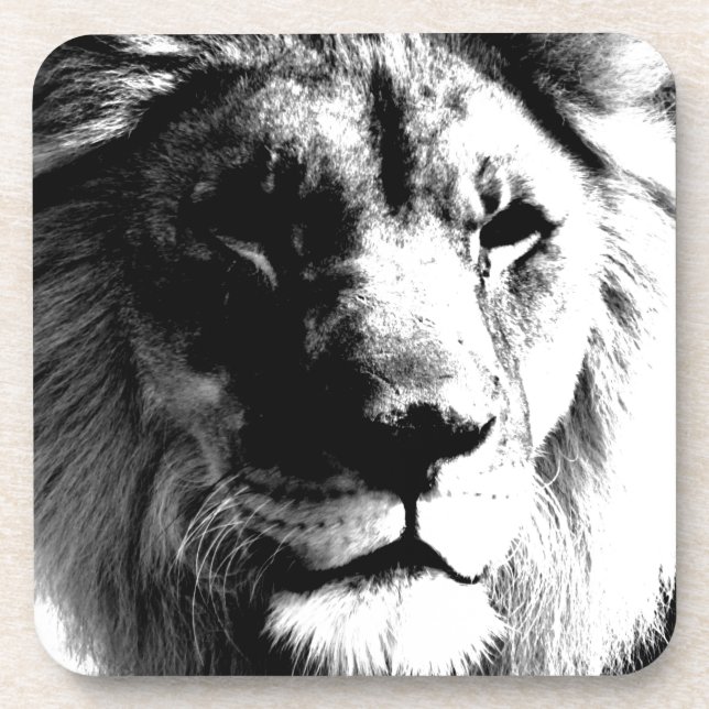 Schwarz-Weiß-Lion Getränkeuntersetzer (Vorderseite)