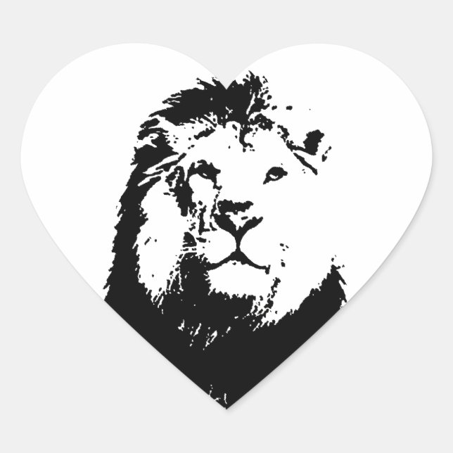 Schwarz-Weiß-Lion Herz-Aufkleber (Vorderseite)