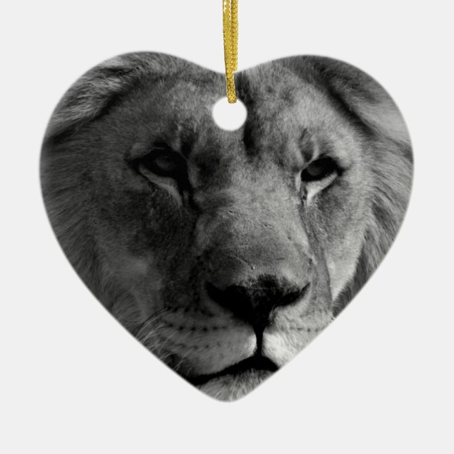 Schwarz-Weiß-Lion Keramik Ornament (Vorne)