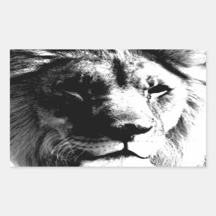 Schwarz-Weiß-Lion Rechteckiger Aufkleber