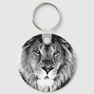 Schwarz-Weiß-Lion Schlüsselanhänger