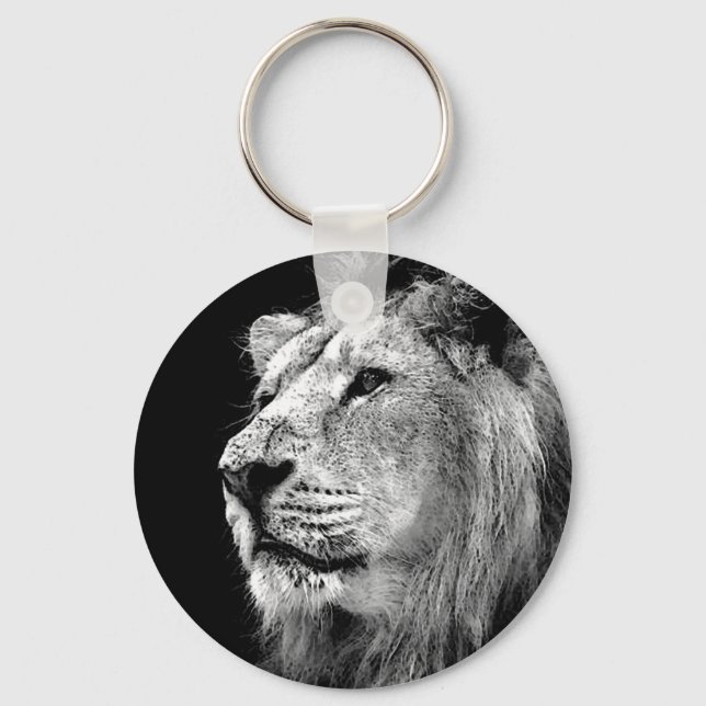 Schwarz-Weiß-Lion Schlüsselanhänger (Vorderseite)