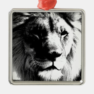 Schwarz-Weiß-Lion Silbernes Ornament