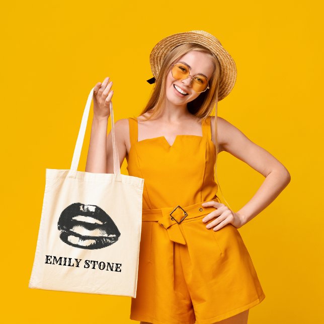 Schwarz-Weiß-Lippen Tote-Beutel Tragetasche (Von Creator hochgeladen)