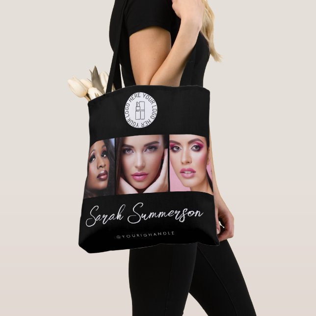 Schwarz-Weiß-Logo 3 Foto Make-up-Studio Tasche (Von Nahem)