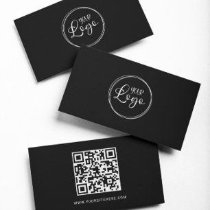 Schwarz-Weiß-Logo Minimalistischer QR-Code Visitenkarte